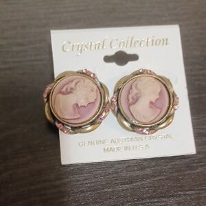 Elegant Pink Cameo Earrings